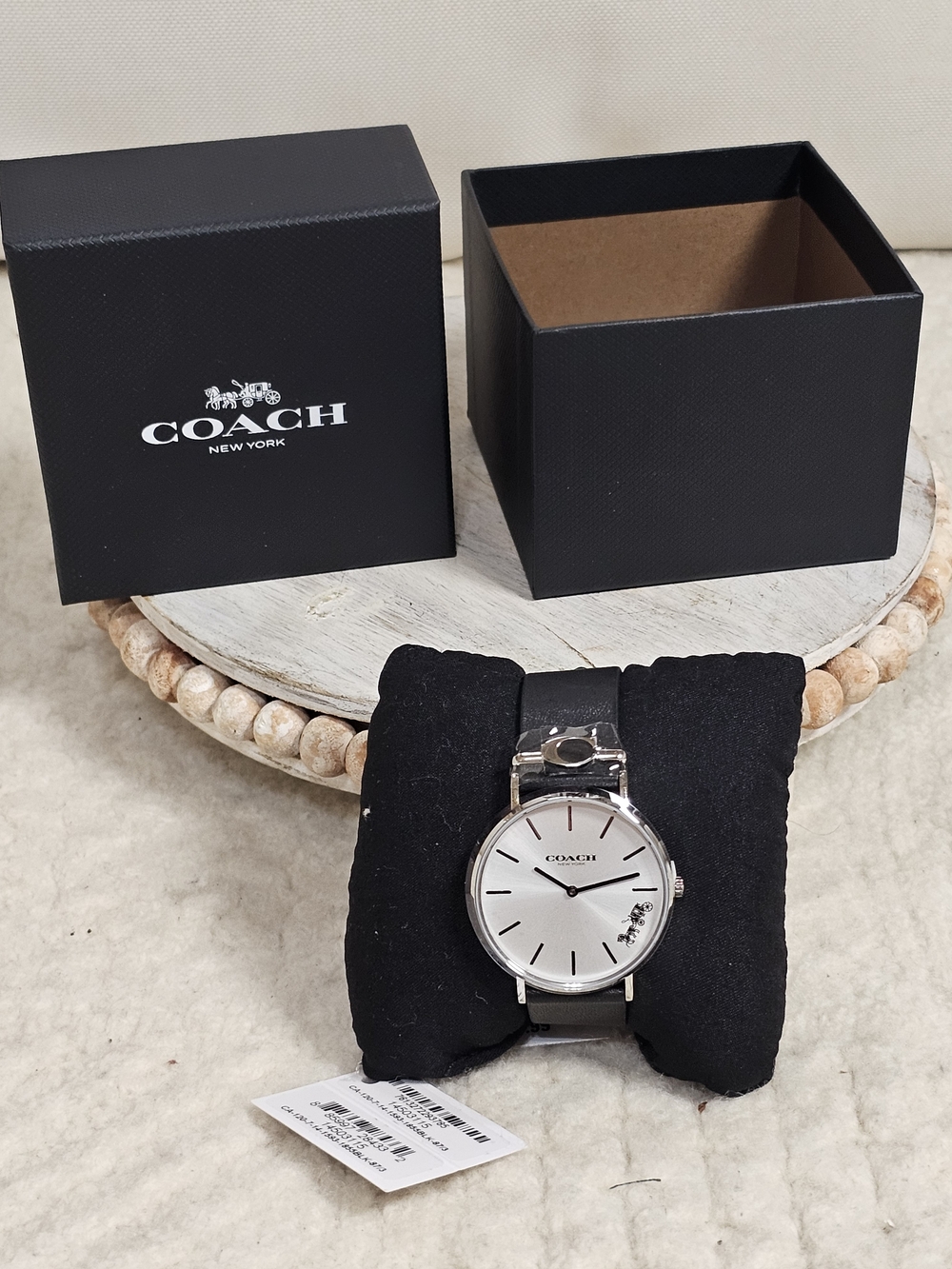 Coach Watch  Women s Unisex Black Leather Stylish 1855 New